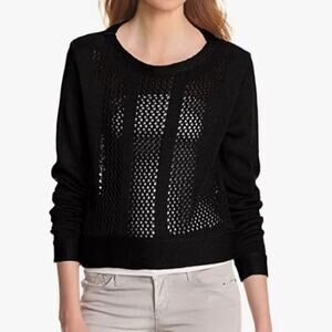 ROBERT RODRIGUEZ Silk Cage Knit Sweater Fisherman Net Pullover Size Small Black